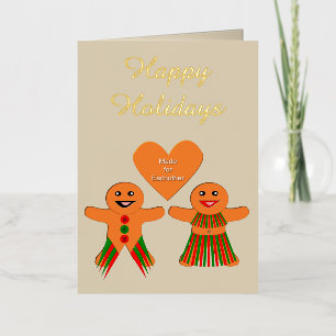 Cute Christmas Gingerbread Couple Custom Foil Greeting Card