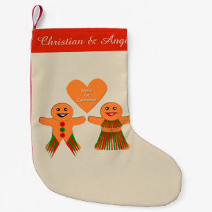 Cute Christmas Gingerbread Couple Custom Small Christmas Stocking