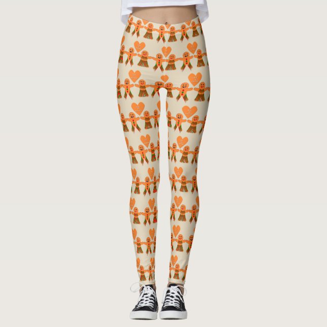 Cute Christmas Gingerbread Couple Leggings (Front)