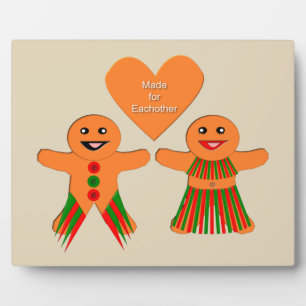 Cute Christmas Gingerbread Couple Plaque
