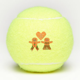 Cute Christmas Gingerbread Couple Tennis Balls