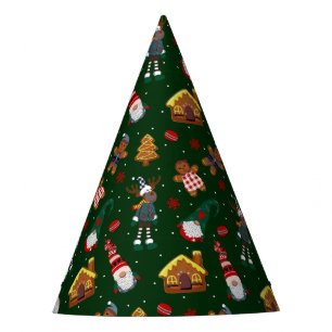 Cute Christmas Gingerbread Gnomes Reindeer Party Hat