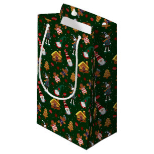 Cute Christmas Gingerbread Gnomes Reindeer Party Small Gift Bag