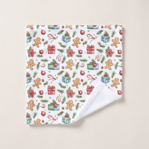 Cute Christmas gingerbread man Wash Cloth