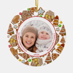 Cute Christmas Gingerbread Photo  Ceramic Ornament