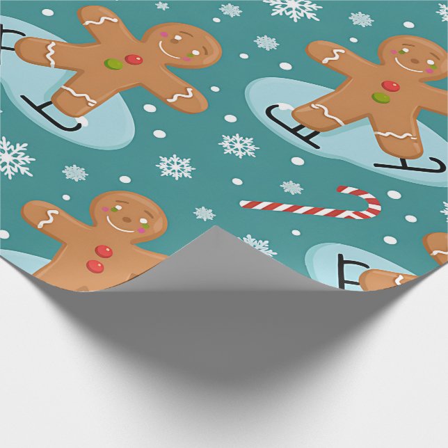 Cute Christmas Gingerbread Wrapping Paper (Corner)