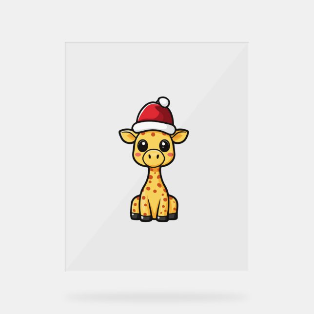 Cute Christmas Giraffe Comic   Acrylic Sign (Front)