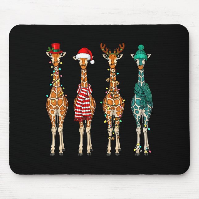 Cute Christmas Giraffe Funny Animal Lover Gift Kid Mouse Pad (Front)