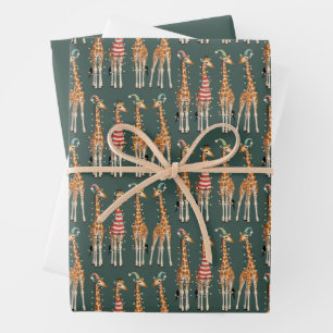 Cute Christmas Giraffe Funny Holiday Animal Lover Wrapping Paper Sheet