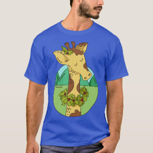 Cute Christmas Giraffe Illustration Festive Animal T-Shirt