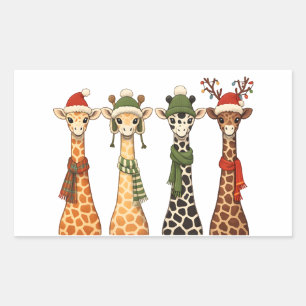 Cute Christmas Giraffe Lover Festive Giraffes Xmas Rectangular Sticker