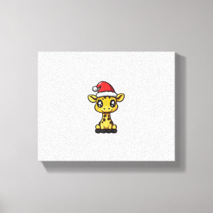 Cute Christmas Giraffe Xmas Comic Canvas Print