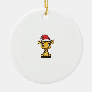 Cute Christmas Giraffe Xmas Comic  Ceramic Tree Decoration