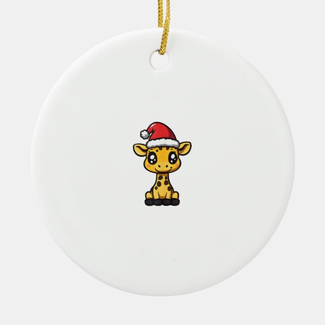Cute Christmas Giraffe Xmas Comic  Ceramic Tree Decoration (Front)