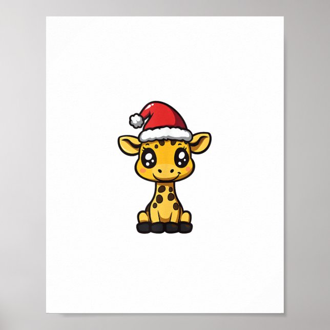 Cute Christmas Giraffe Xmas Comic  Poster (Front)