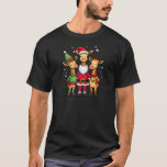 Cute Christmas Giraffes in Santa Elf and Reindeer  T-Shirt<br><div class="desc">Cute Christmas Giraffes in Santa Elf and Reindeer Costumes Raglan Baseball Tee</div>