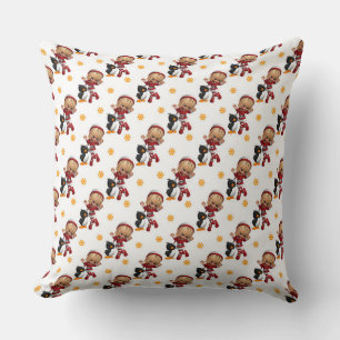 Cute Christmas Girl and Penguin Cushion