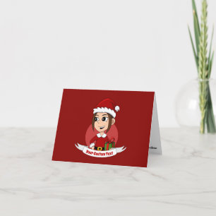 Cute Christmas girl with brown hair Card