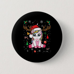 cute christmas   girls women xmas unicorn deer chr 6 cm round badge