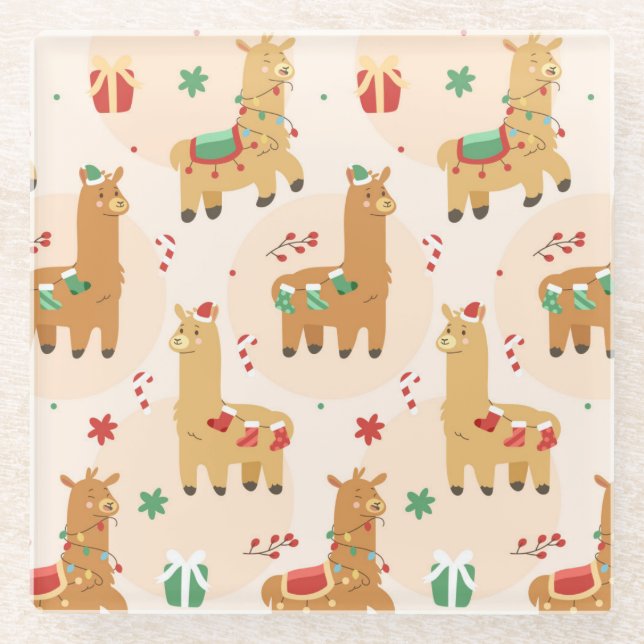 Cute Christmas Glass Coaster (Front)