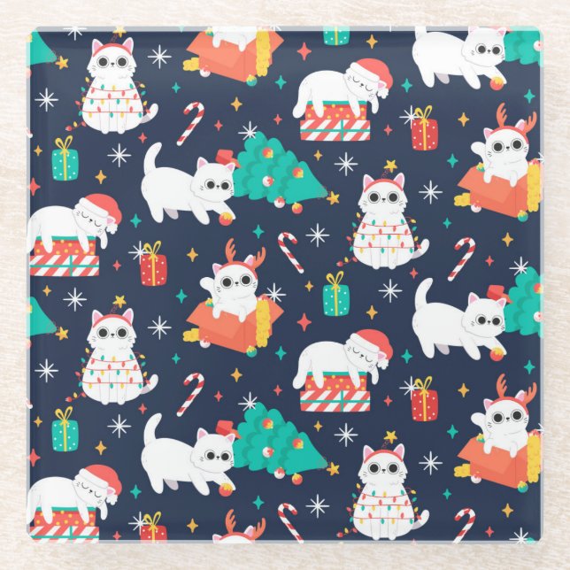 Cute Christmas Glass Coaster (Front)