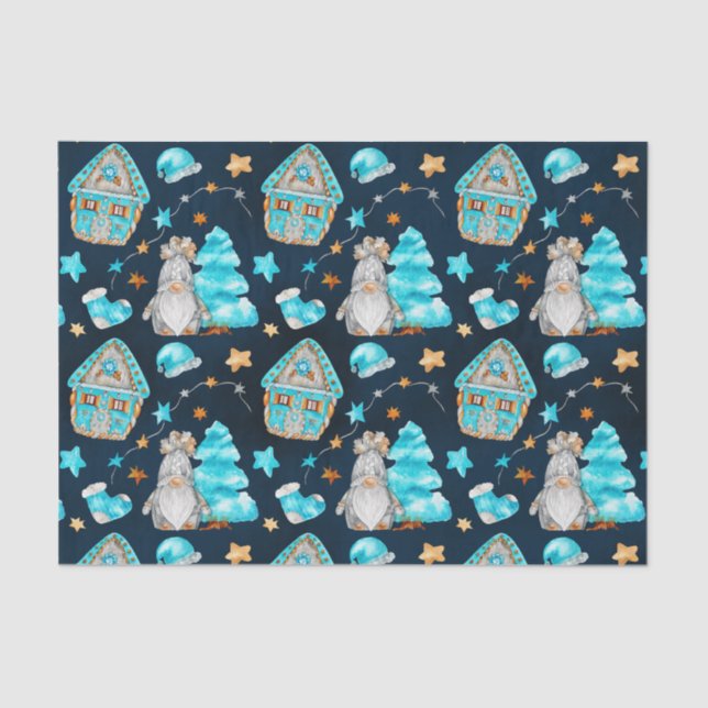 Cute Christmas Gnome and Decorations  Tissue Paper (Front)