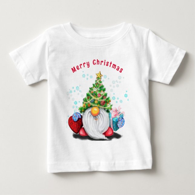 Cute Christmas Gnome Baby T-Shirt (Front)