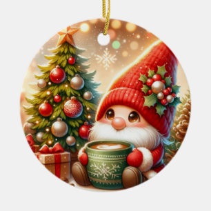 Cute Christmas Gnome Ceramic Tree Decoration