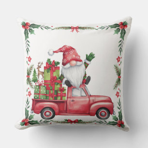 Cute Christmas Gnome delivering Gifts holiday  Cushion