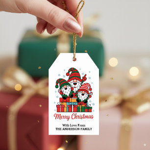 Cute Christmas Gnome Family Personalized Gift Tags
