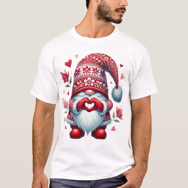 Cute Christmas Gnome Festive Holiday Aesthetic Art T-Shirt (Front)