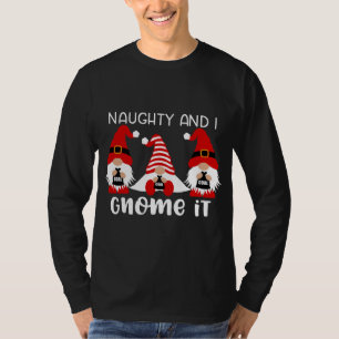 Cute Christmas Gnome Gnomies Three Gnomes Naughty  T-Shirt