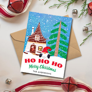Cute Christmas Gnome Ho Ho Ho Holiday Card