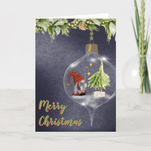 Cute Christmas Gnome in a Bulb Holiday Card