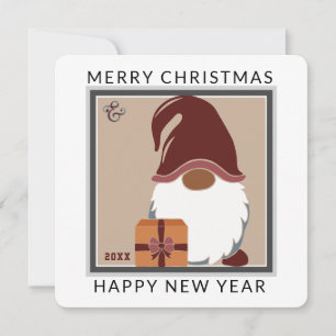 Cute Christmas Gnome in Muted Colours Holiday Card