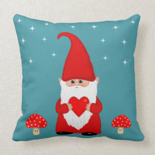 Cute Christmas Gnome on Teal Cushion