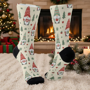 Cute Christmas Gnome Pattern Socks