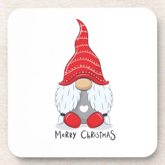 Cute Christmas Gnome Watercolor Art   Coaster (Front)