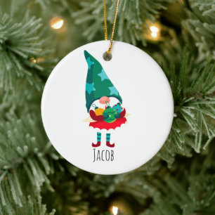 Cute Christmas Gnome with Christmas Ornaments