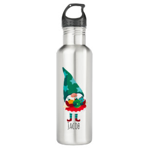 Cute Christmas Gnome with Christmas Ornaments 710 Ml Water Bottle