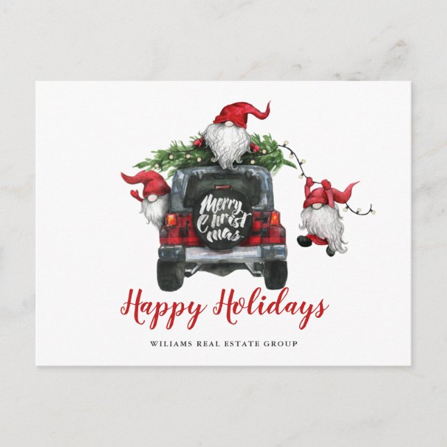 Cute Christmas Gnomes Corporate Greeting Postcard (Front)