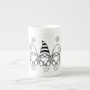  Cute Christmas Gnomes Holiday Design.  Bone China Mug