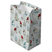 Cute Christmas Gnomes in Snow Medium Gift Bag (Front Angled)