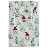 Cute Christmas Gnomes in Snow Medium Gift Bag (Front)