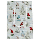 Cute Christmas Gnomes in Snow Medium Gift Bag (Back)
