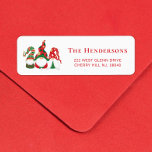 Cute Christmas Gnomes Return Address<br><div class="desc">Cute Christmas holiday return address labels featuring three Scandinavian-style gnomes with a seasonal red and green hats. Easily personalise your name and address in red typography.</div>