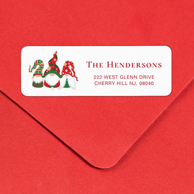 Cute Christmas Gnomes Return Address (Christmas gnomes bring joy, laughter, and a touch of magic to your holiday season cards)
