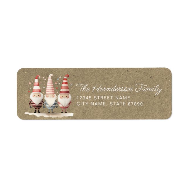 Cute Christmas Gnomes Return Address Labels (Front)
