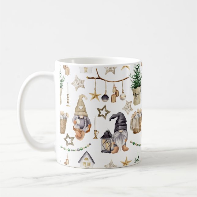 Cute Christmas Gnomes With Decorations Coffee Mug  (Left)