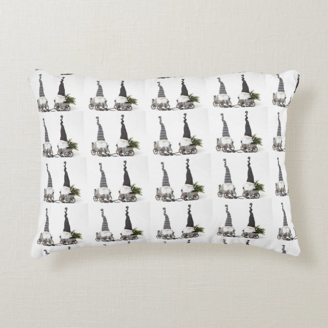 *CUTE CHRISTMAS GNOMES** WITH SILVER GREY BACK DECORATIVE CUSHION (Front)